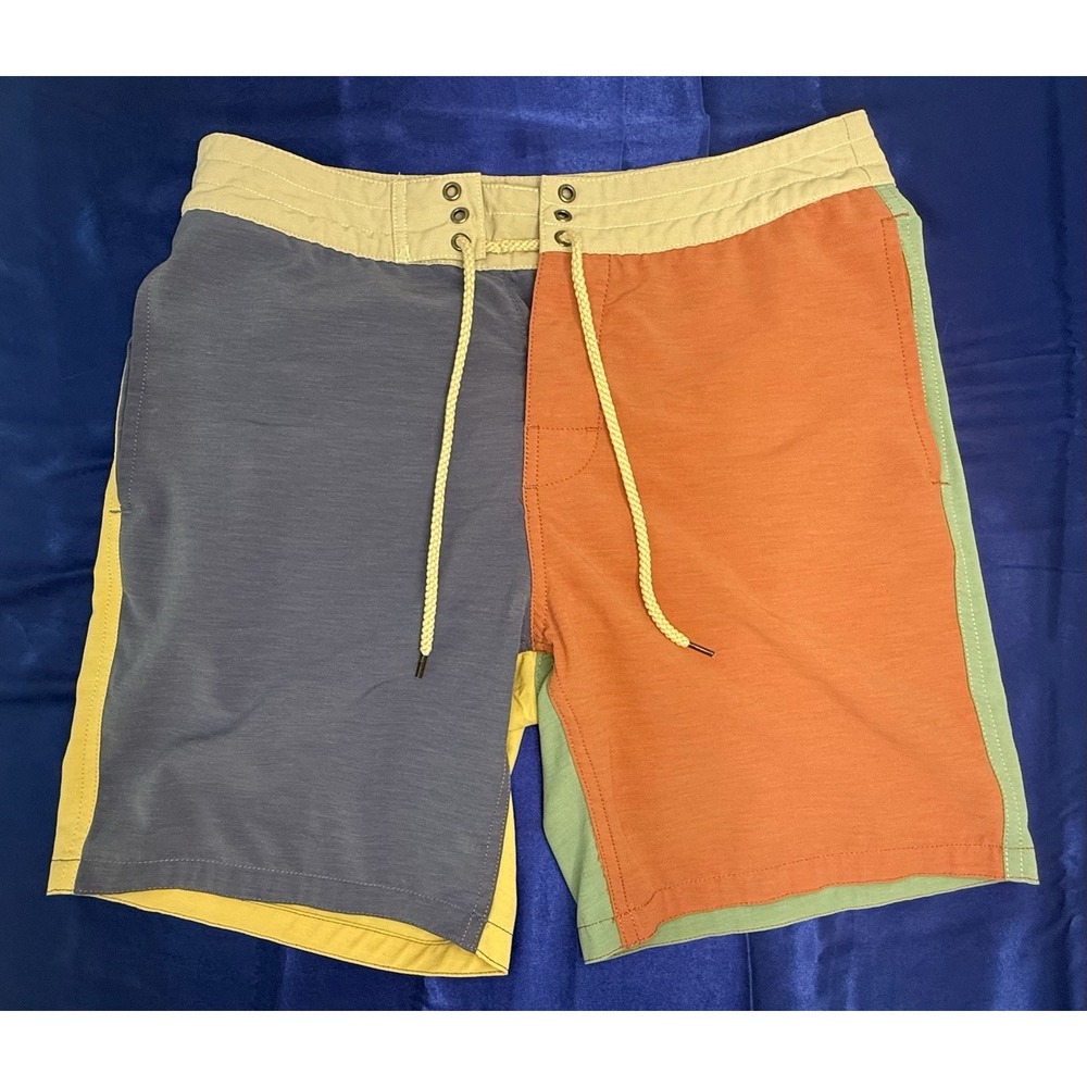 Faherty Board Shorts Men's 30 Colorblock - 7" Inseam - Swim Trunks Swimwear